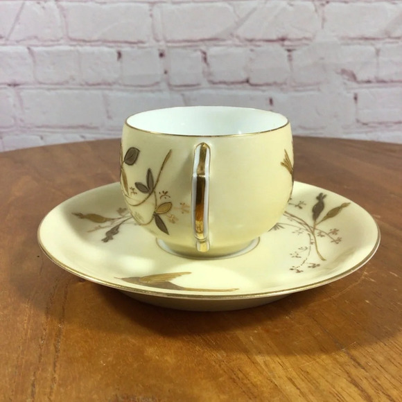 Vintage Limoges Gold Bird Floral Porcelain Cup and Saucer Set - Picture 4 of 7